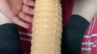HUGE Dildo crammed into aashole