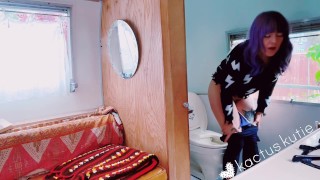 peeing in a vintage airstream