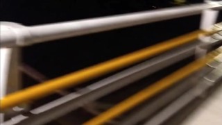 Man walks in a diaper across the public bridge