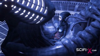 Hot alien sex in a dark cave with a horny young blonde