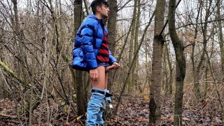 Middle eastern young guy with thick dick cums public