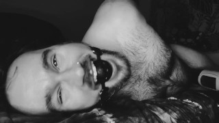 Tied up, being milked by toy