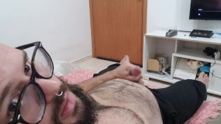 Jerking Off and Cumming at sofa.
