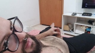 Jerking Off and Cumming at sofa.