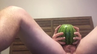 Masterbating with a watermelon