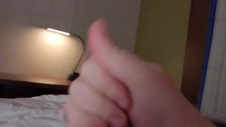 Stroking my BWC in Hotel Room Till I Cum