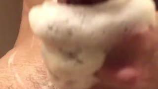 Bath time soapy hole fun with curious frat guy