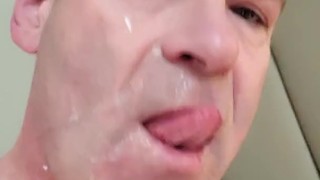 Squiring a big load into my face and mouth