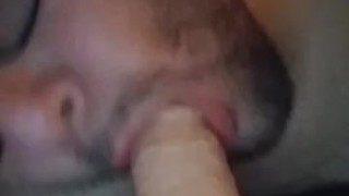 Slow suck on dildo