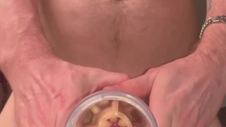 Moaning while cumming in Fleshlight