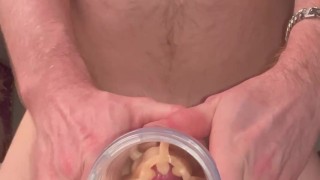 Moaning while cumming in Fleshlight