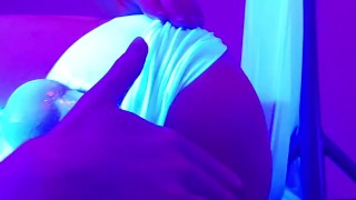Stripping Wet Neon Shorts and Showing Cute Ass