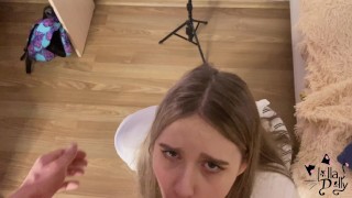 Fucked the girl's stepsister in the mouth and pussy