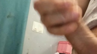 Stroking my big white uncut cock until it explodes