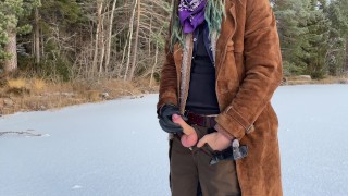 Jerking off on a frozen lake - 4k 60fps
