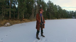 Jerking off on a frozen lake - 4k 60fps