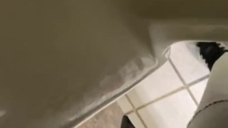 Ran to public urinal desperate to piss in my sweat pants caught recording
