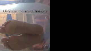 Cock and balls puncaked under glass (preview, full video on Onlyfans) cock trampling