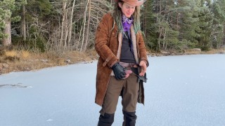 Jerking off on a frozen lake - 4k 30fps