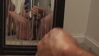 Edging near my cum mirror