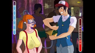 Ash fucked his girlfriend at a party while the guests were outside the door - Hentai Porn game