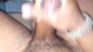 Good orgasm and cum oozes out of a black dick
