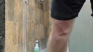 Muscle stud eats his own cum in gym shower after workout