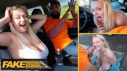 Fake Driving School - 巨大的胸部波兰女孩在高肾上腺素事件后在公共场合热力性交