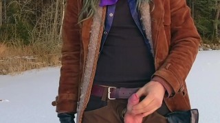 Jerking off on a frozen lake - Vertical 30 fps