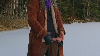 Jerking off on a frozen lake - Vertical 30 fps