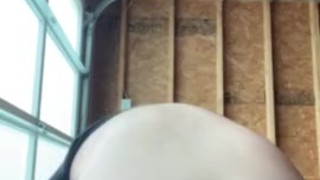 Naughty femboy being so horny in the garage