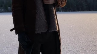 Jerking off on a frozen lake - Vertical 60fps