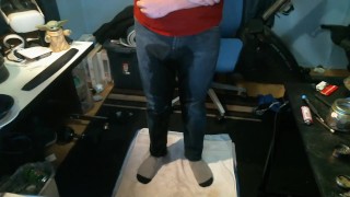 Full bladder explodes into my jeans and soaks my socks!