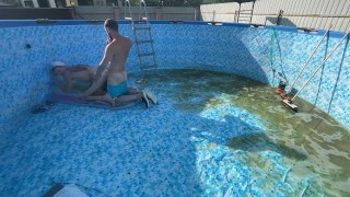 #395 Boss fucks guy at the bottom of the pool while neighbors watch them