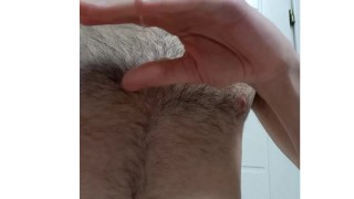 Stroking my sperm on my body