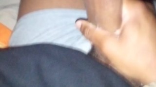 Long black dick cumming and staying wet