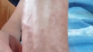 Horny guy masturbates and cums with moans