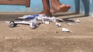 MALE FEET CRUSHING A TINY AIRPLANE | GIANT FEET FETISH