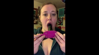 takes 4" dildo gag training teaser