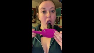 takes 4" dildo gag training teaser
