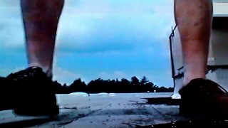 OLD vid of young Jon Scarecrow Fucking big dildo in ex wifes corset on rooftop