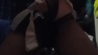 Cute Dino rides his favorite toy at night