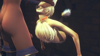 Furry Yaoi Hentai Young Fox suck two futanari dick until they cum in his mouth