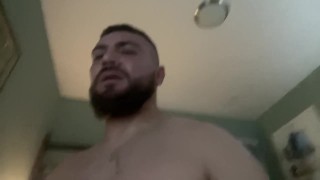 Bearded man and his humongous rod breeds