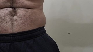 MUSCLE BEAR FLEXING IN BLACK SWEATPANTS!