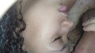 he had ejaculated much in my pussy before, but he left a little for my little face🍌🥛💦🤤
