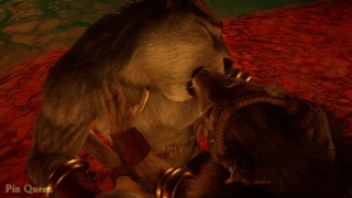 Wolf and gray tiger found a secluded spot in a cave to secretly have sex - Wild Life