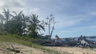 Teasing exhibitionism at the beach