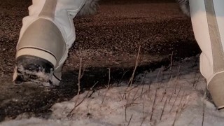 Desperation Pee in snow in - 21 weather on random road