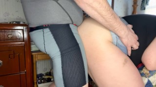Chubby mature wife bent over and fucked in skirt, gets a creampie 🔥😍💋❤️‍🔥